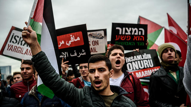 הפגנה באיסטנבול נגד ישראל (ארכיון) (צילום: AFP) (צילום: AFP)