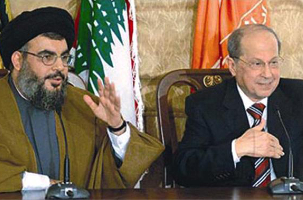נשיא לבנון עוון וחסן נסראללה  ()