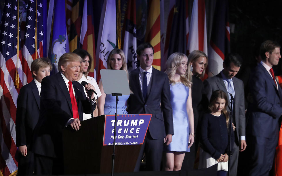 Trump with his family during his victory speech (Photo: AP)