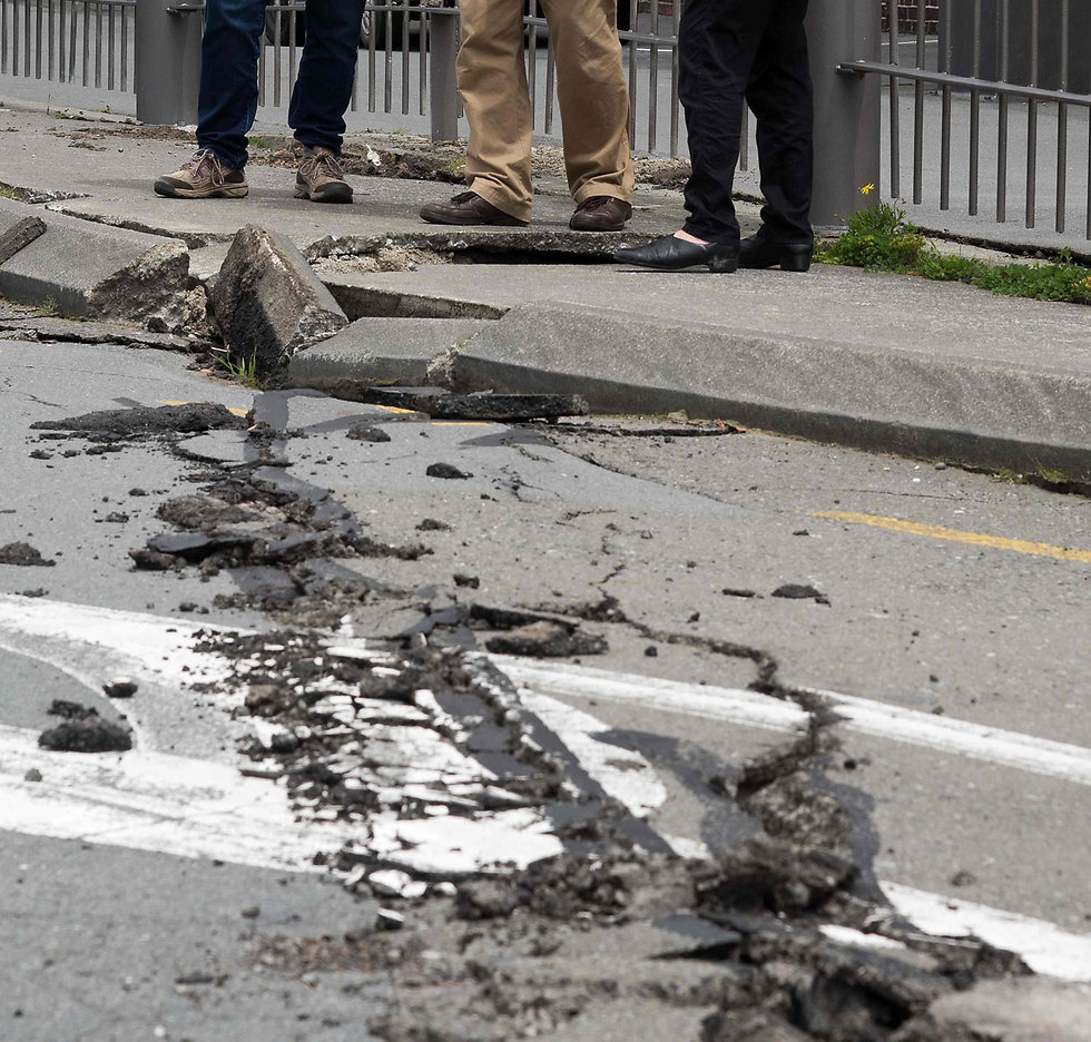 Cracks on the road in Wellington (Photo: AFP)