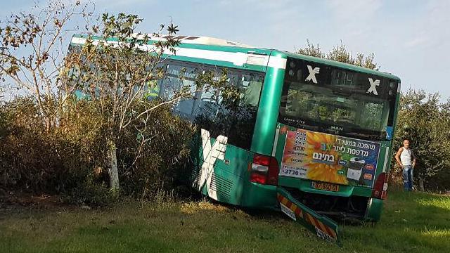 The bus that veered off the road (Photo: MDA)