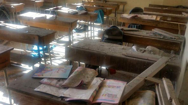 הכיתה שהופצצה בבית הספר בחלב ()