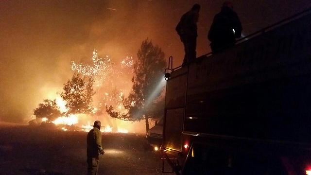 Fire in Nataf (Photo: Jerusalem Fire Service)