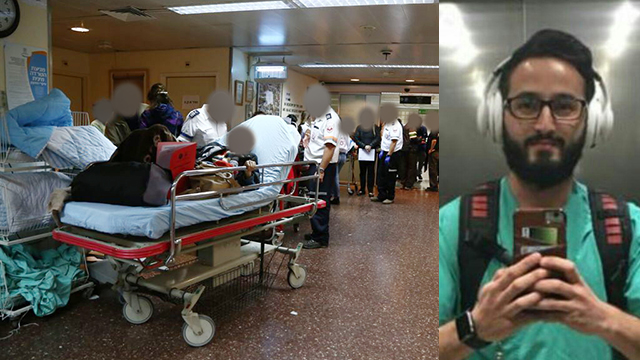 Azazia (R) and the emergency room at Sheba Medical Center (Photo: Ofer Amram)