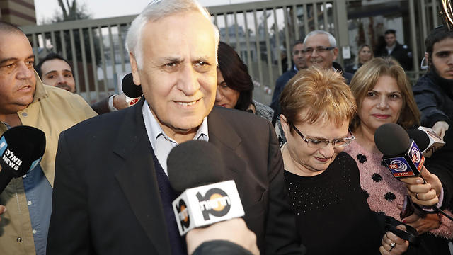 Moshe Katsav and his wife, Gila, upon his release from prison (Photo: AFP)