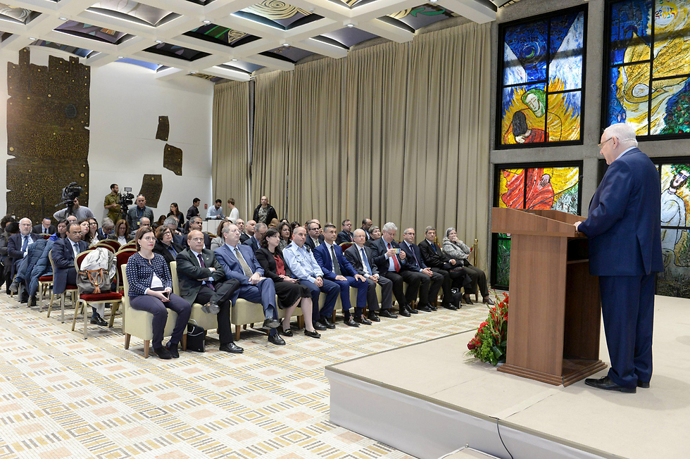 Rivlin speaking to Israeli ambassadors to Europe (Photo: Avi Kaner)