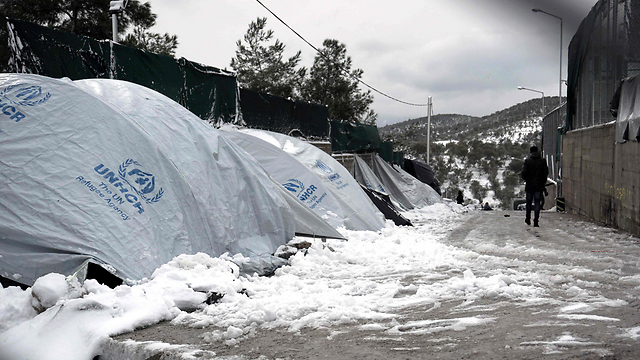 מחנה פליטים בלסבוס שביוון (צילום: AFP) (צילום: AFP)
