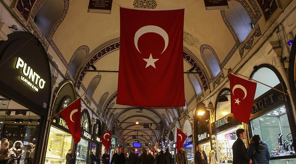 Turkish flags decorate Istanbul's Grand Bazaar, one of Istanbul's main tourist attractions. (Photo: AP)