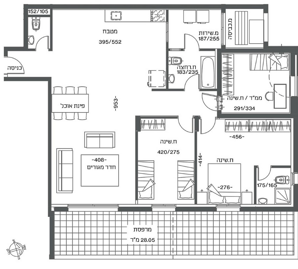 מפרט הדירה בתוכניות האדריכליות (מקור: מדלן) (מקור: מדלן)