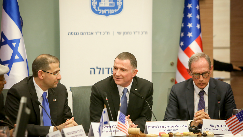 L–R: Shapiro, Edelstein, Shai (Photo: Hillel Maeir/TPS) (Photo: Hillel Maeir/TPS)