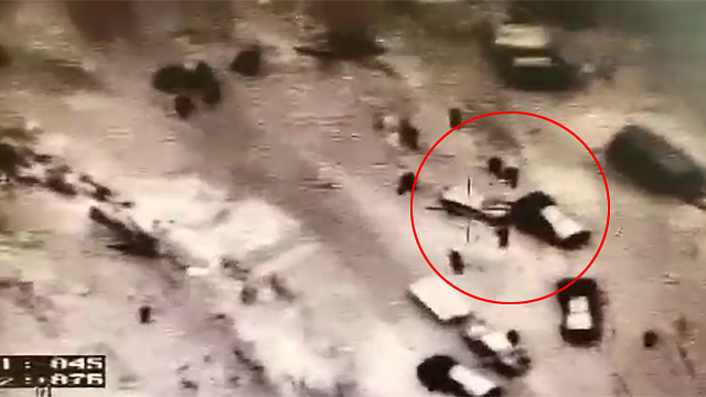 Drone footage of Abu al-Qiyan's car