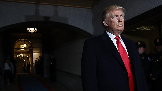 Trump moments before stepping onto the dais (Photo: AFP)