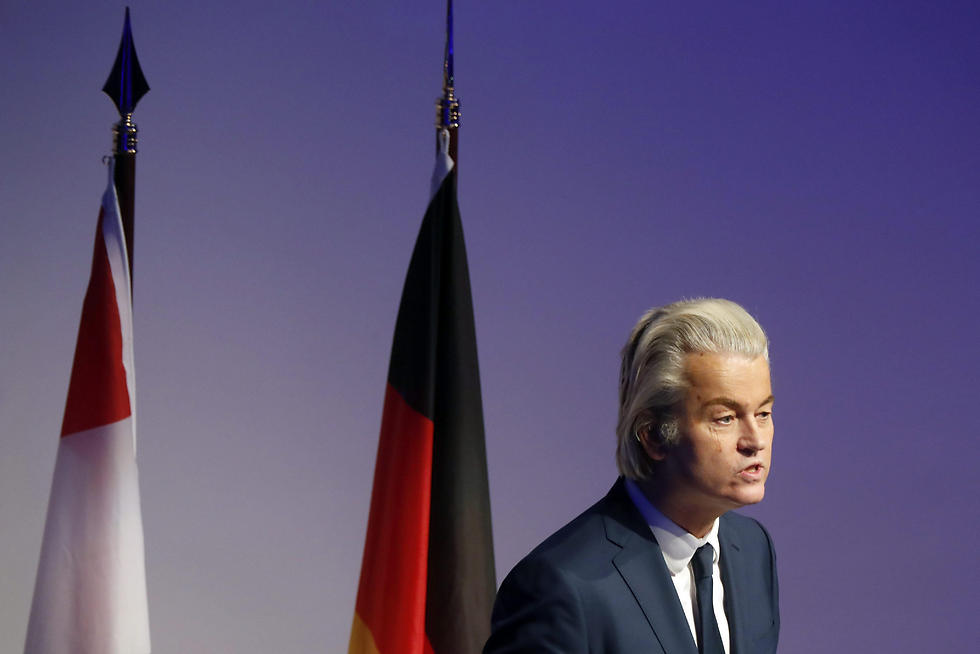 Geert Wilders, Chairman of Dutch Party for Freedom (PVV), speaks during the conference. (Photo: EPA)