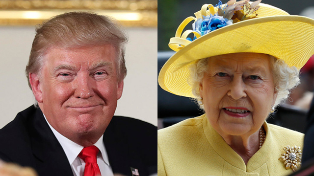 מעריץ של המלכה. טראמפ ואליזבת השנייה (צילום: AP) (צילום: AP)