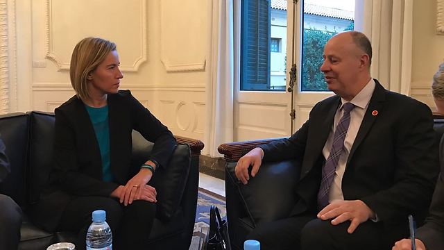 Israeli Minister Hanegbi meets with EU FM Mogherini