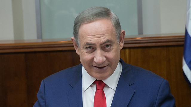 Netanyahu in Sunday's cabinet meeting (Photo: Ohad Zwigenberg) (Photo: Ohad Zwigenberg)