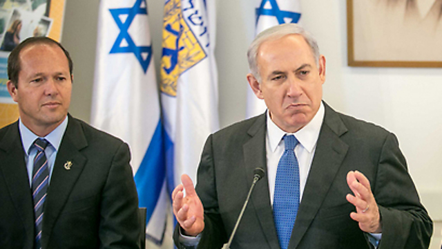 Barkat (L) and Netanyahu (Photo: 	Noam Moskovich)