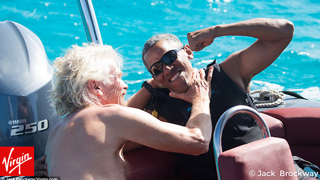 Обама отдыхает на яхте миллиардера Ричарда Бренсона