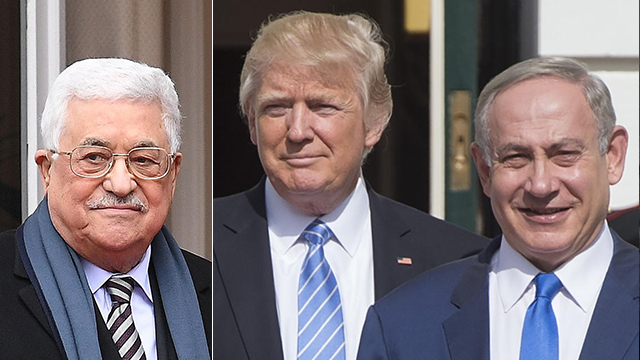 PA President Abbas, President Trump and PM Netanyahu (Photo: AFP)