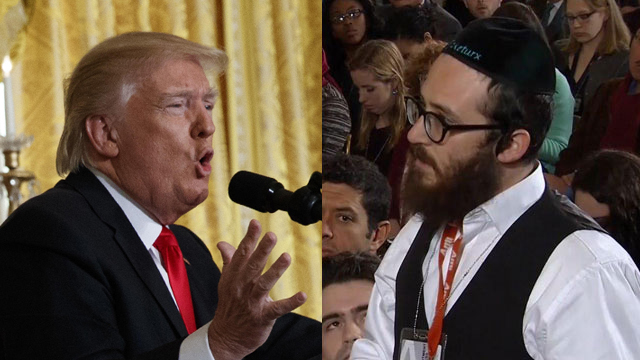 US President Donald Trump and Haredi reporter Jake Turx (Photos: AP, Reuters)
