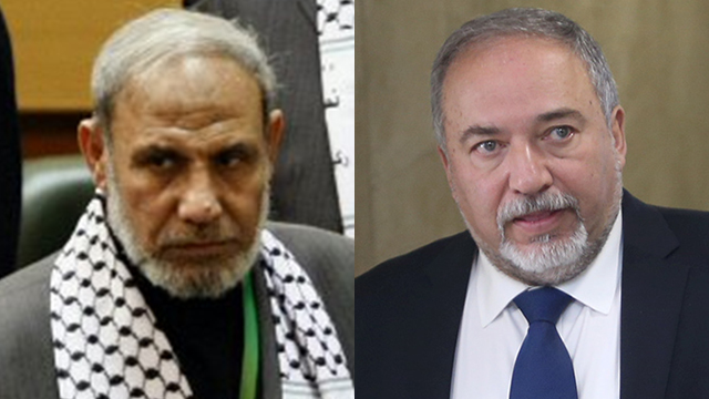 Al-Zahar and Lieberman (Photos: AFP, Alex Kolomoisky) (Photos: AFP, Alex Kolomoisky)