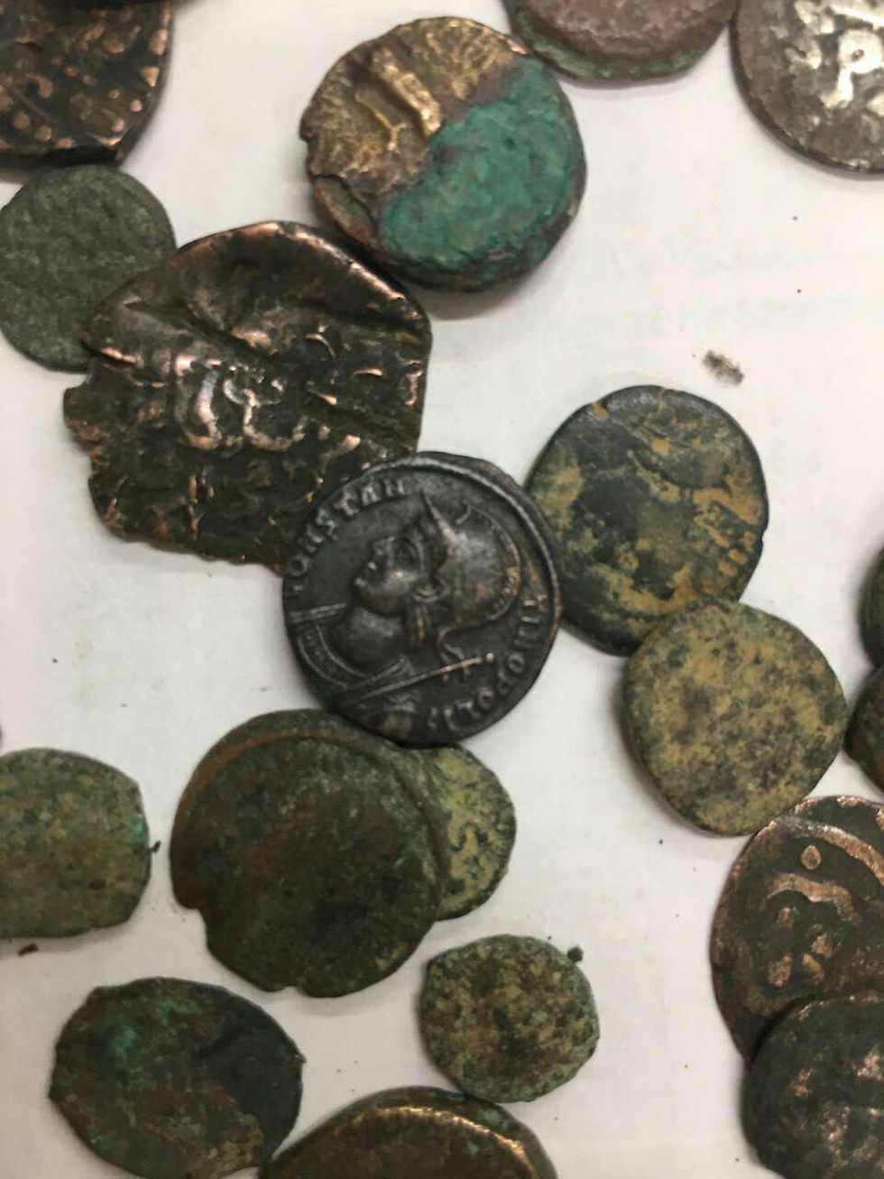 המטבעות העתיקים שנתפסו במעבר (צילום: מכס אלנבי) (צילום: מכס אלנבי)