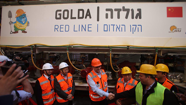 Katz at the ceremony marking the start of work on the Red Line (Photo: Motti Kimchi) (Photo: Moti Kimchi)