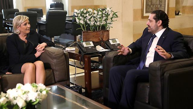 Le Pen with Lebanese Prime Minister Saad Al-Hariri (Photo: AP)