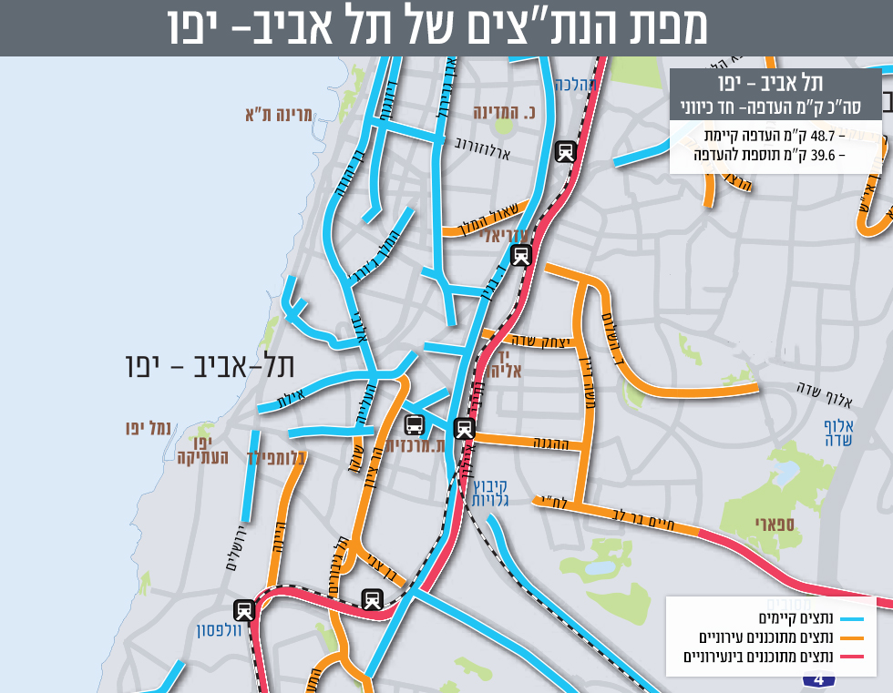 схема новых трасс в Тель-Авиве