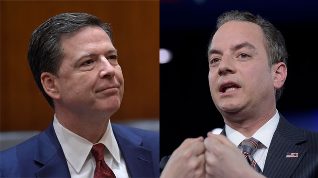 ראש הסגל של טראמפ (מימין) ביקש, ראש ה-FBI סירב. פרייבוס וקומי (צילום: AP ) (צילום: AP )