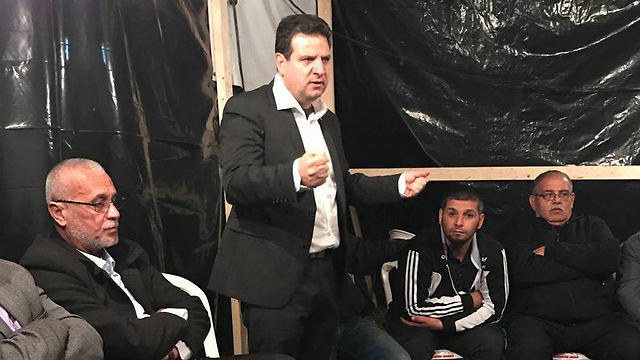 MK Ayman Odeh at the protest tent