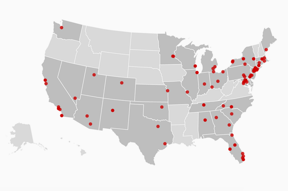 Map detailing the locations of all Jewish centers and schools that received bomb threats (Photo: CNN) (Photo: CNN)