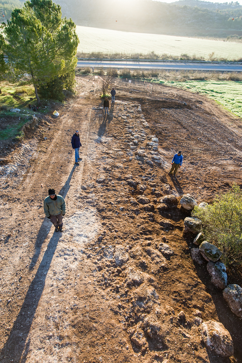Excavating the Roman road (Photo: Assaf Peretz, courtesy of IAA)