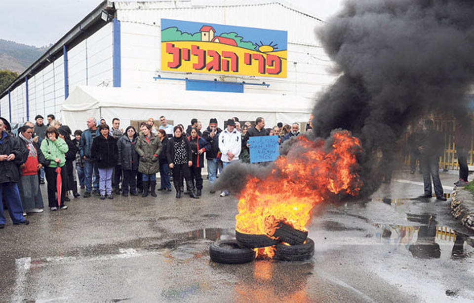Демонстрация против закрытия фабрики "При ха-Галиль". Фото: Ярив Кац