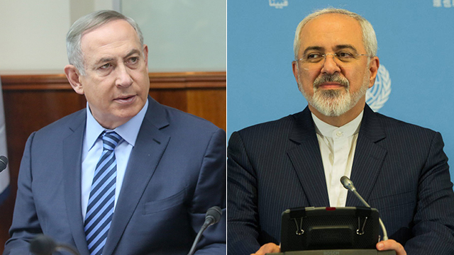 PM Netanyahu (L) and Iranian Minister Zarif (Photo: EPA, Mark Israel Salem)