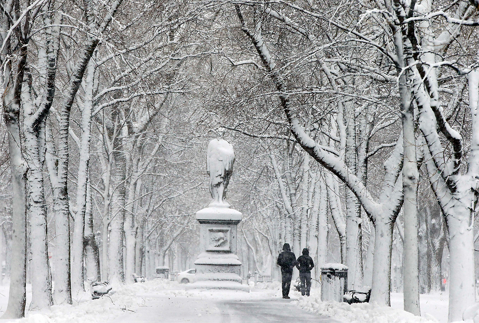 העיר בוסטון נצבעה בלבן במהלך סופת השלגים "סטלה" (צילום: AP) (צילום: AP)