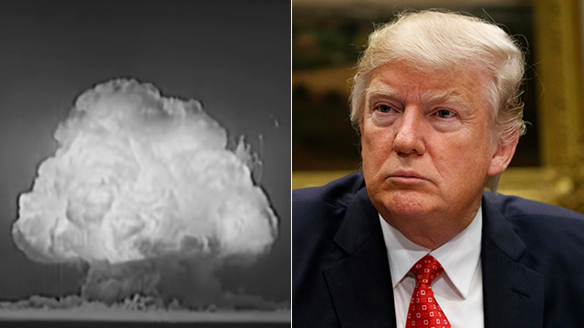 L to R: The Mother of All Bombs and Donald Trump (Photos: AP)