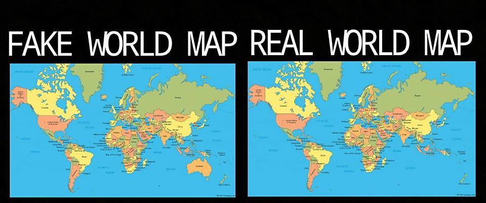 מפת העולם. מה הנכונה? (צילום: מתוך פייסבוק)