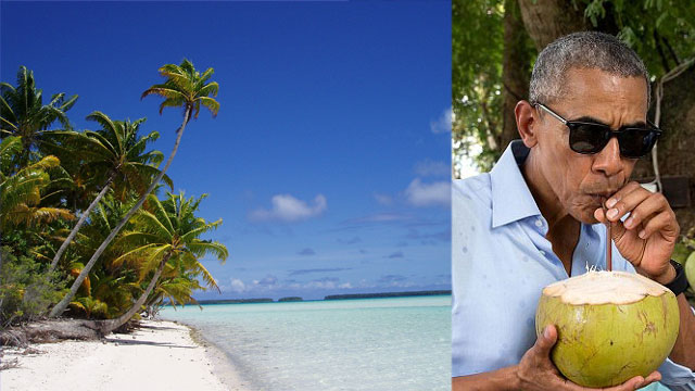 הנשיא לשעבר אובמה והאי טטיארואה שבאוקיינוס השקט (צילום: shutterstock, פיט סוזה/הבית הלבן) (צילום: shutterstock, פיט סוזה/הבית הלבן)