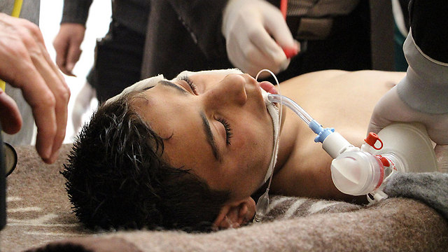 Syrian child receiving treatment after chemical weapons attack in Idlib (Photo: EPA) (Photo: EPA)