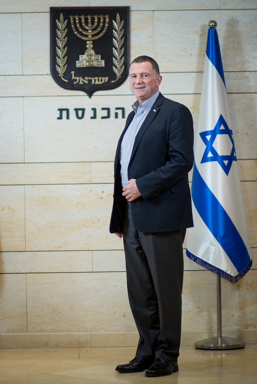 Edelstein in the Knesset building (Photo: Aharon Krohn/TPS)