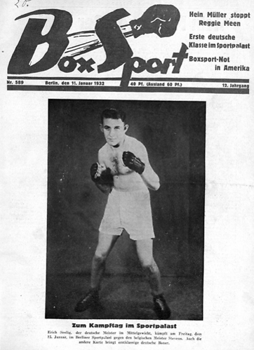 סיליג על שער העיתון הגרמני "בוקס ספורט" בינואר 1932 (צילום: Box-Sport)