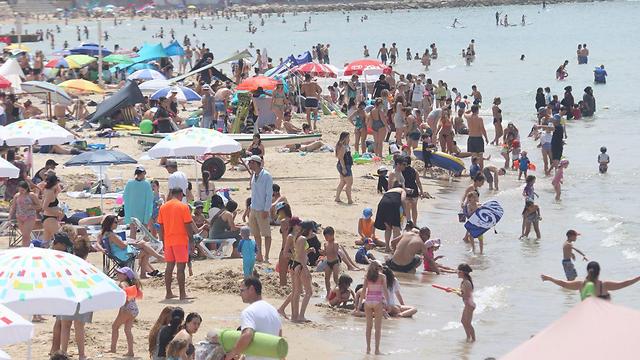 גם החופים בתל אביב היו עמוסים (צילום: מוטי קמחי) (צילום: מוטי קמחי)