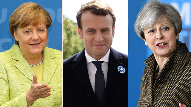 Chancellor of Germany Merkel, President of France Macron and UK PM May (Photo: Getty Images, Reuters, EPA)