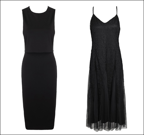 שמלת תחרה שחורה, 2,950 שקל; שמלה במראה שני חלקים, 1,350 שקל (צילום: טל טרי)