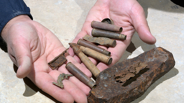 Some of the bullets, cartridges and shell fragments found at the site. (Photo: Clara Amit, IAA)
