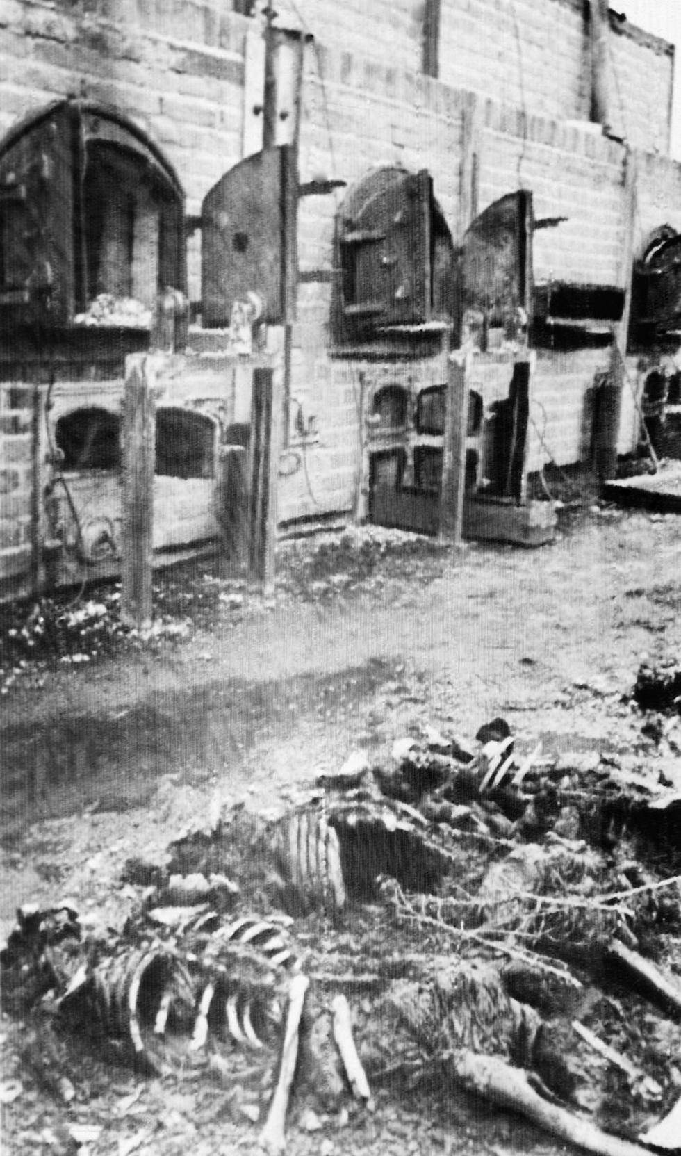In thisֲ photo provided by the Soviet photo agency Sovfoto, skeletonsֲ of people tortured to death and burnedֲ lie near ovens of theֲ crematorium operated by the Nazis in Lublin, Poland, on Aug. 14, 1944. The direct and indirect extermination at the Lublin Majdanek concentration camp resulted in the deaths of nearly 80,000 people, approximately 60,000 of whom were Jews, as well as Poles, Russians and Ukrainians (Photo: Sovfoto) (Photo: AP)
