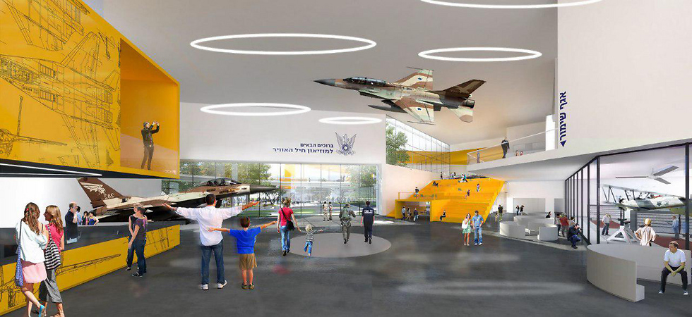 Визуализация реконструированного музея ВВС. Предоставлено минобороны Израиля