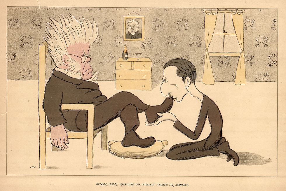 קריקטורה על איבסן מ-1904 (שימו לב לטפט בדמותו) (צילום: GettyImages) (צילום: GettyImages)