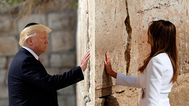 Donald and Melania Trump at the Western Wall (Photos: AFP, AP)